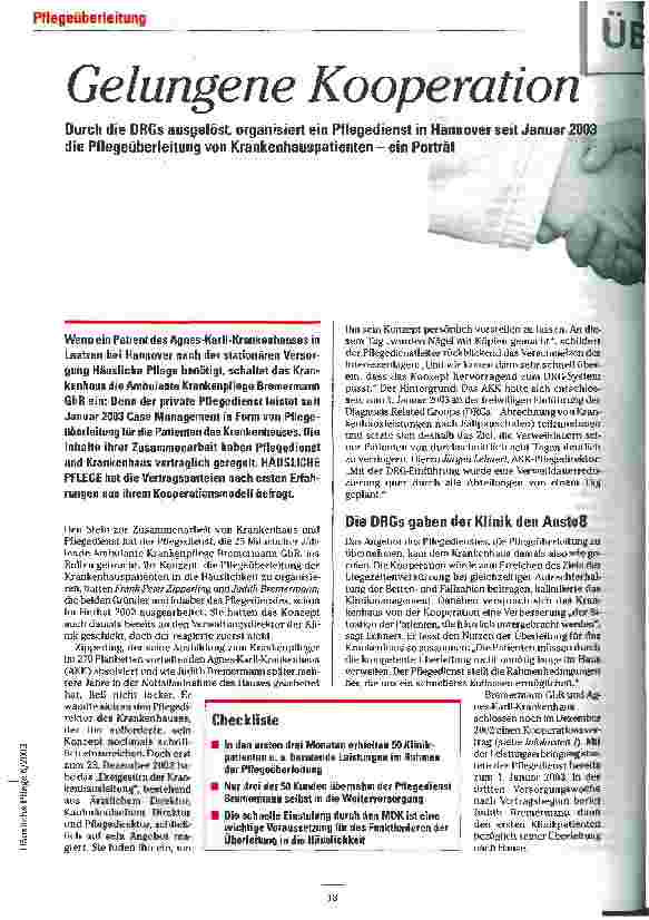 Vorschauseite 1: Gelungene Kooperation