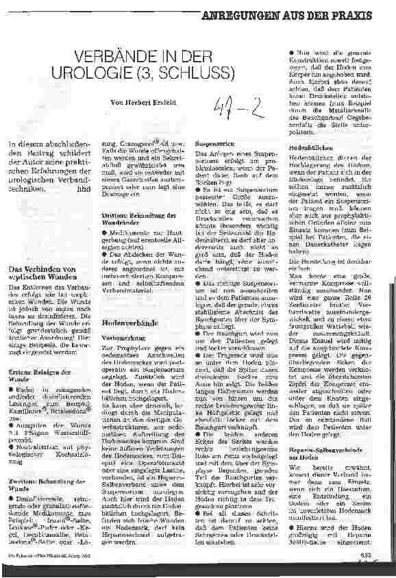 Vorschauseite 1: Verbände in der Urologie (3,Schluß)