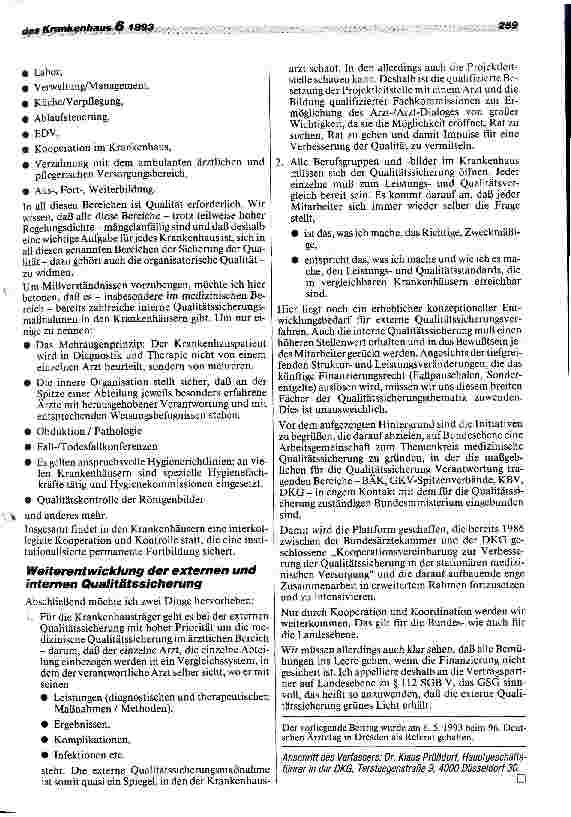 Vorschauseite 3: Qualitätssicherung der ärztlichen Berufsausbübung aus Sicht der DKG