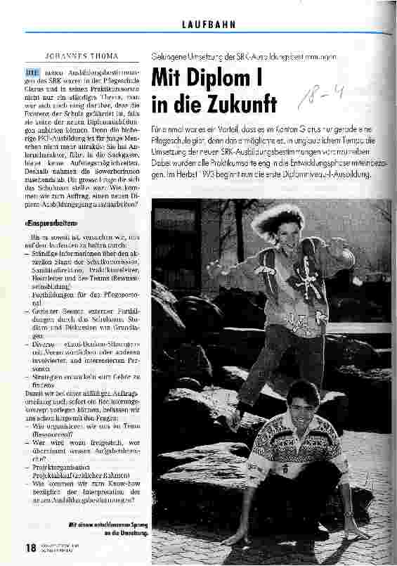 Vorschauseite 1: Mit Diplom I in die Zukunft Gelungene Umsetzung der SRK-Ausbildungsbestimmungen