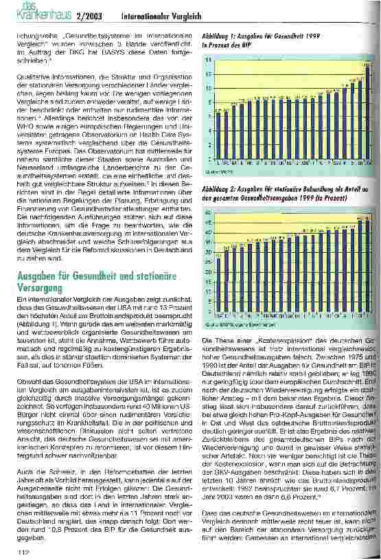 Vorschauseite 2: Ergebnis eines internationalen Vergleichs der stationären Versorgung