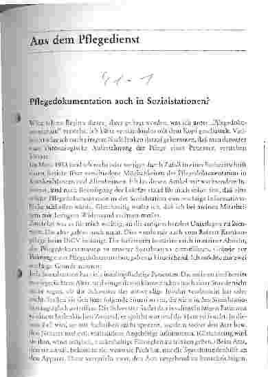 Vorschauseite 1: Pflegedokumentation auch in Sozialstationen?