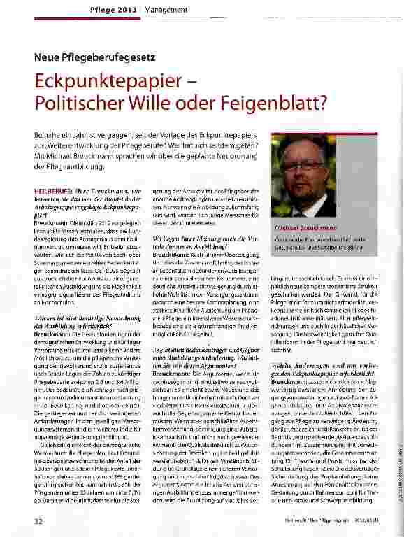 Vorschauseite 1: Eckpunktepapier-Politischer Wille oder Feigenblatt?