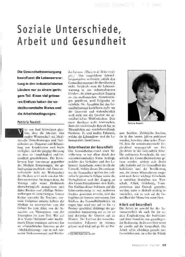 Vorschauseite 1: Soziale Unterschiede, Arbeit und Gesundheit