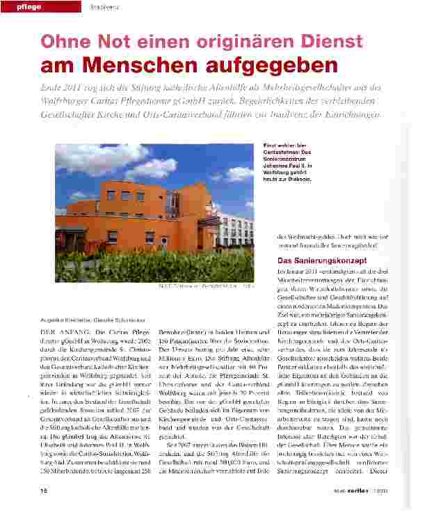 Vorschauseite 1: Ohne Not einen originären Dienst am Menschen aufgegeben