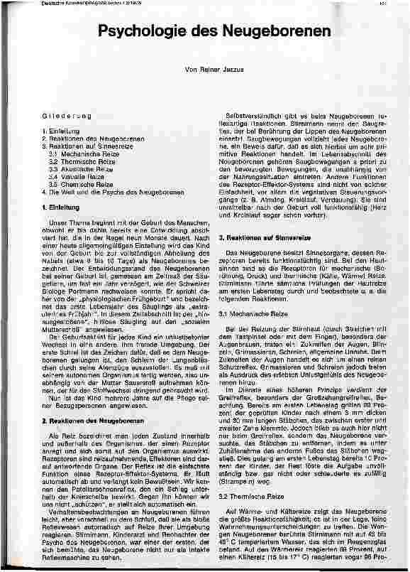 Vorschauseite 1: Psychologie des Neugeborenen