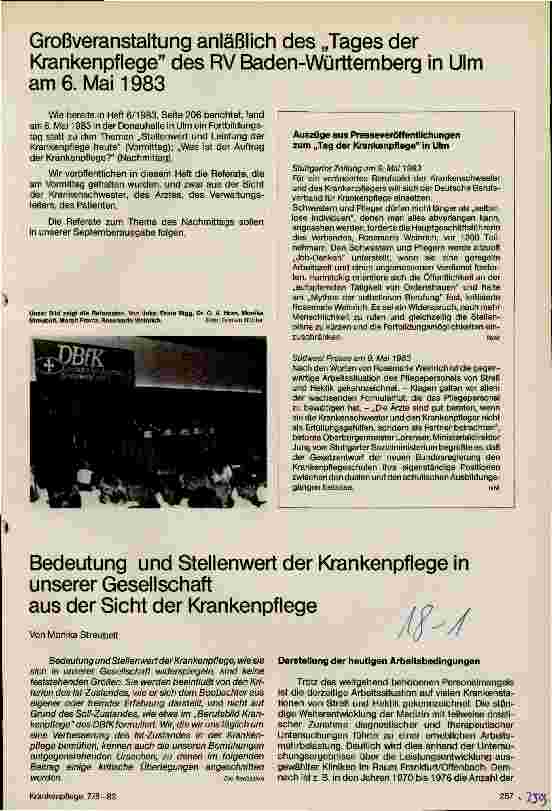Vorschauseite 1: Bedeutung und Stellenwert der Krankenpflege in unserer Gesellschaft aus der Sicht der Krankenpflege