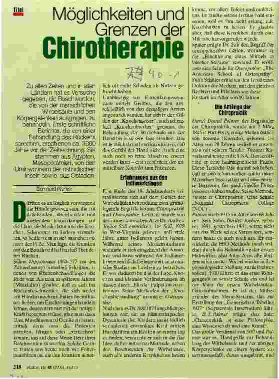 Vorschauseite 1: Möglichkeiten und Grenzen der Chirotherapie