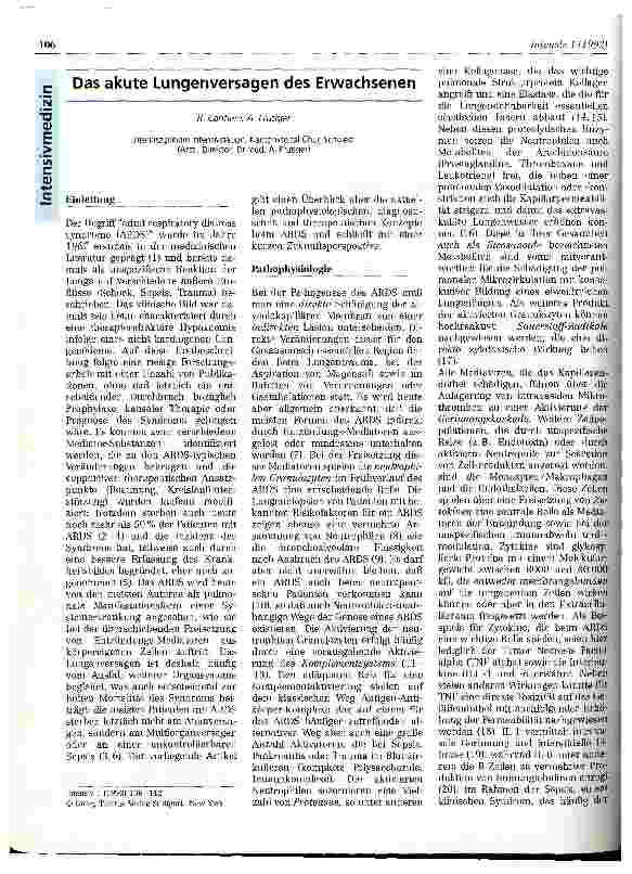 Vorschauseite 1: Das akute Lungenversagen des Erwachsenen