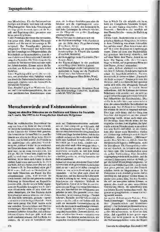 Vorschauseite 2: Neue Wege in der psychiatrischen Krankenpflege Europäisches Krankenpflegesymposium Wiesloch, 04/93 Tagungsbericht
