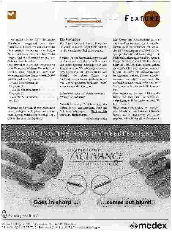 Vorschauseite 2: Medizinisches Personal vor Nadelstichverletzungen schützen
