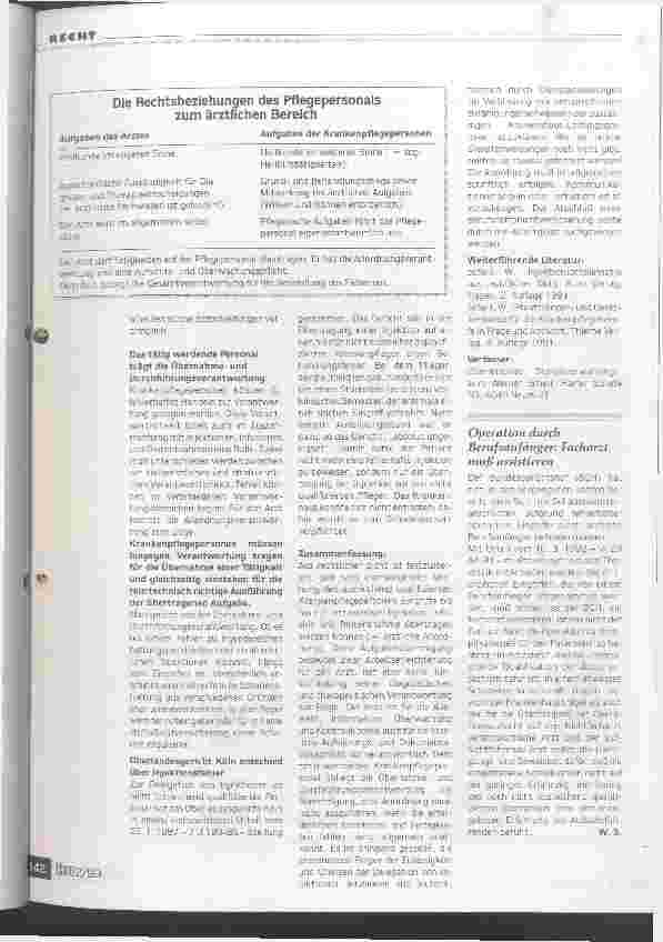 Vorschauseite 2: Rechtliche Aspekte der Injektionstätigkeit In der Betreuung des Kranken gibt es keinen arztfreien Bereich