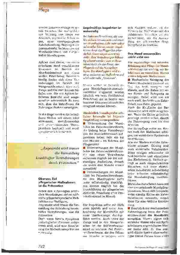 Vorschauseite 3: Die Mundpflege - ein wichtiges pflegerisches Handlungsfeld