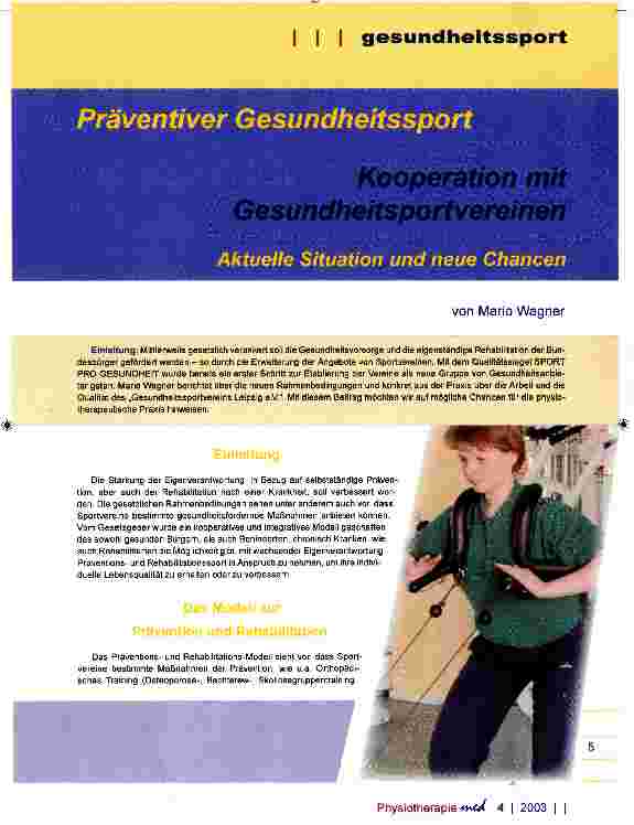 Vorschauseite 1: Kooperation mit Gesundheitsportvereinen