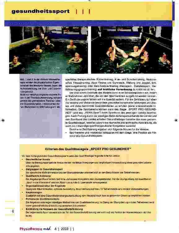 Vorschauseite 2: Kooperation mit Gesundheitsportvereinen