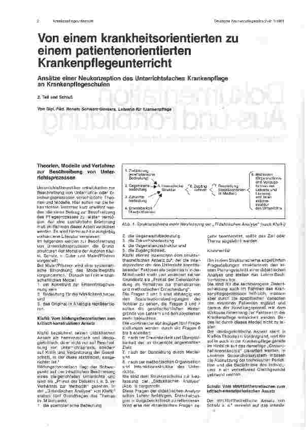 Vorschauseite 1: Von einem krankheitsorientierten zu einem patientenorientierten Krankenpflegeunterricht 2. Teil und Schluß