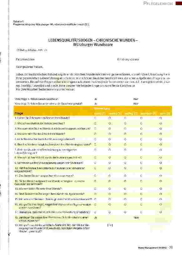 Vorschauseite 2: PFLEGELEXIKON -DIE SERIE ZUM SAMMELN Assessmentinstrumente zur Erfassung der Lebensqualität von Patienten mit chronischen Wunden