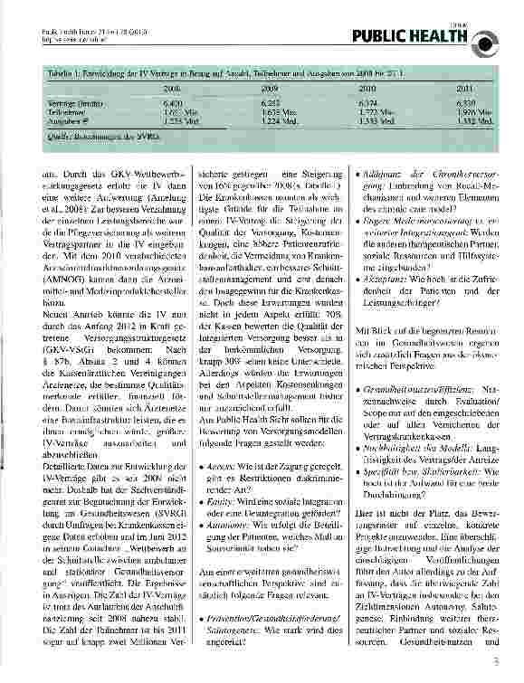 Vorschauseite 2: Integrierte Versorgung: Wo stehen wir? Eine Public Health orientierte Bestandsaufnahme