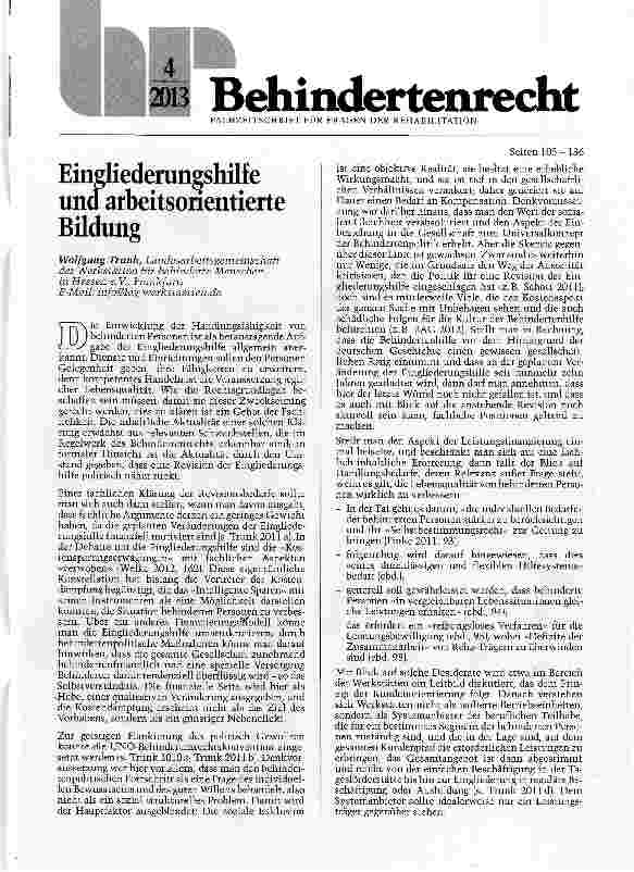 Vorschauseite 1: Eingliederungshilfe und arbeitsorientierte Bildung