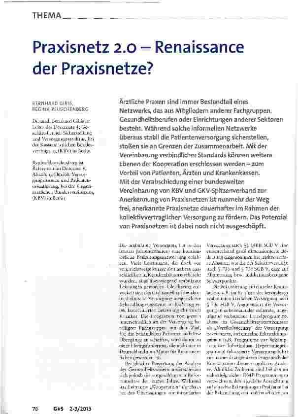 Vorschauseite 1: Praxisnetz 2. 0 - Renaissance der Praxisnetze?