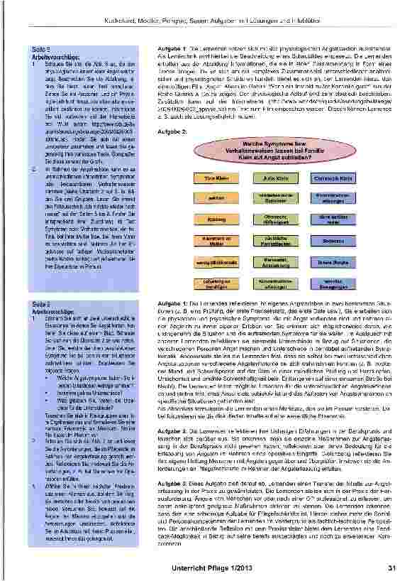 Vorschauseite 5: Aufgaben mit Lösungen und Infoblätter zum Thema: Umgang mit Angst in der präund postoperativen Pflege