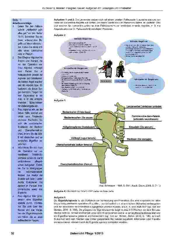 Vorschauseite 6: Aufgaben mit Lösungen und Infoblätter zum Thema: Umgang mit Angst in der präund postoperativen Pflege