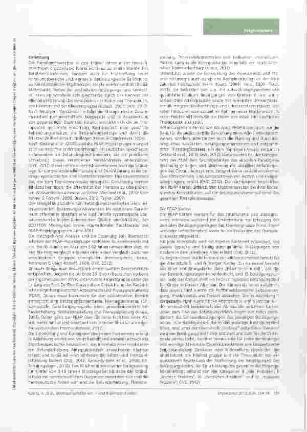 Vorschauseite 2: Betätigungsfelder von 7- und 8-jährigen Kindern. Eine Delphi-Befragung zur Weiterentwicklung des PEAP (Pädiatrisches Ergotherapeutisches Assessment und Prozessinstrument)
