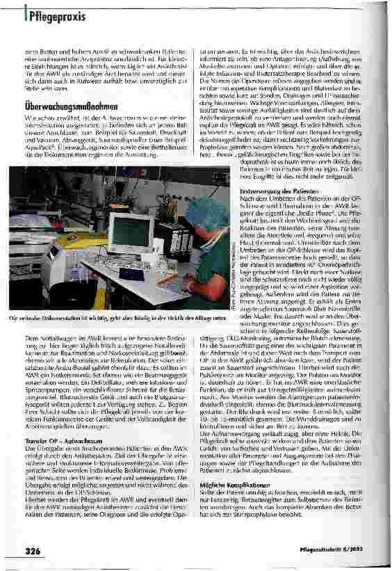 Vorschauseite 3: Sicher über die kritischen Stunden Die Nachbetreuung im Aufwachraum