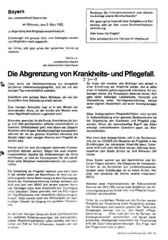 Vorschauseite 1: Die Abgrenzung von Krankheitsund Pflegefall