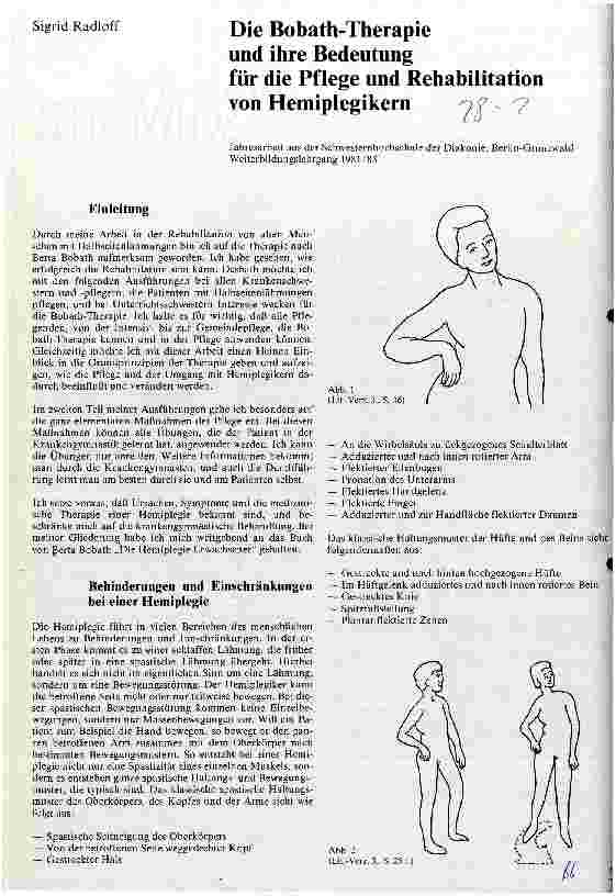 Vorschauseite 1: Die Bobath-Therapie und ihre Bedeutung für die Pflege und Rehabilitation von Hemiplegikern