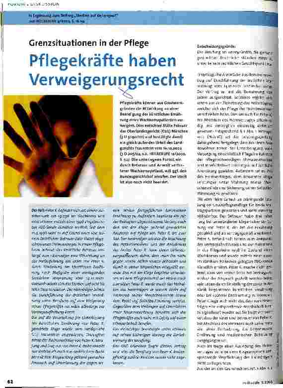 Vorschauseite 1: Pflegekräfte haben Verweigerungsrecht