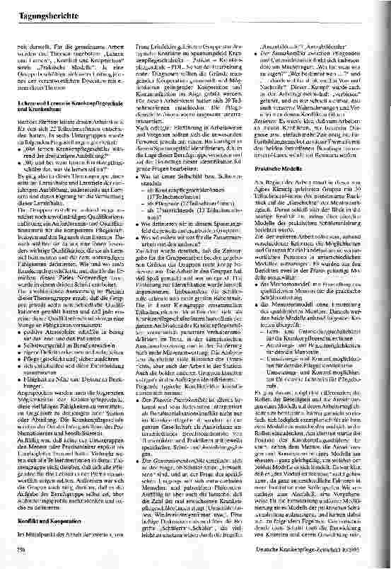 Vorschauseite 2: Krankenpflegeschüler zwischen Stationsalltag und Schulwelt ALK u.LAG Veranstaltung 30.6.93 Freiburg, Caritas-Akademie