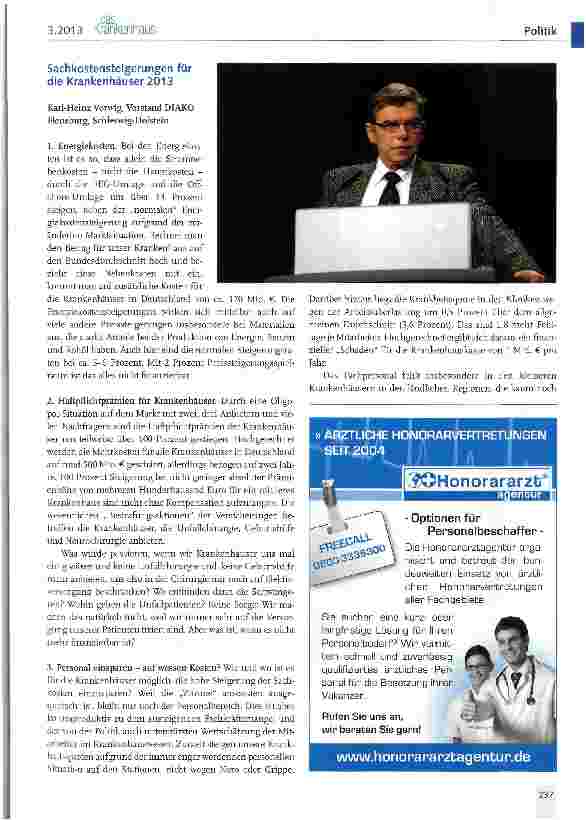 Vorschauseite 2: Krankenhäuser im Dialog mit der Politik