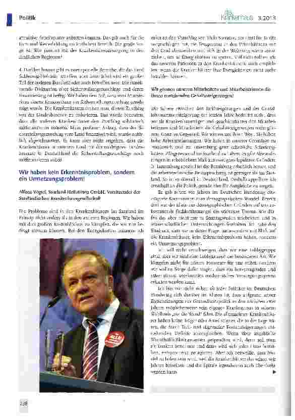Vorschauseite 3: Krankenhäuser im Dialog mit der Politik