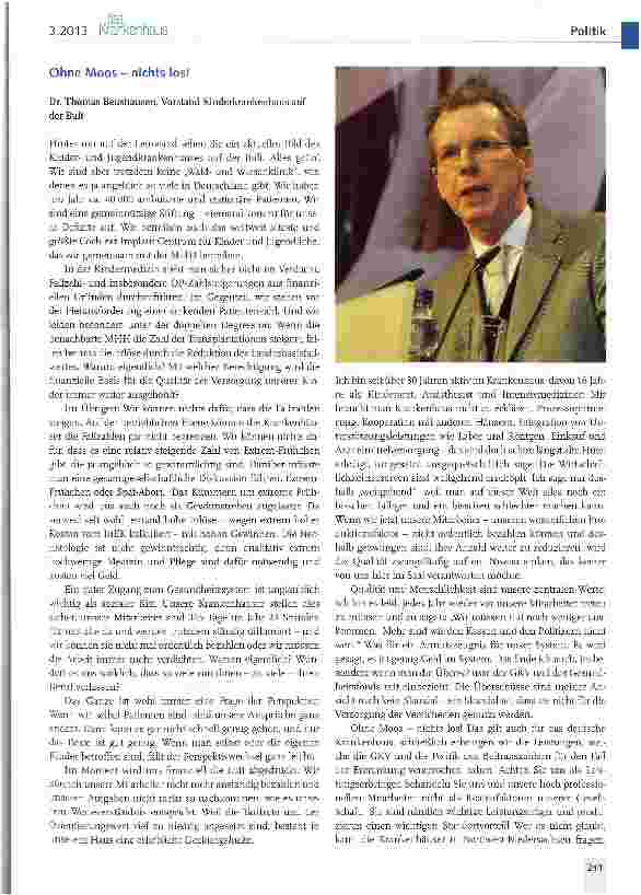 Vorschauseite 5: Krankenhäuser im Dialog mit der Politik