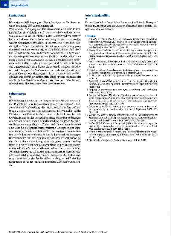 Vorschauseite 5: „Traumcurriculum - Wünsche Medizinstudierender an die Ausbildung in PalliativmedizinIdeal Curriculum - What Do Students Expect from Undergraduate Teaching?