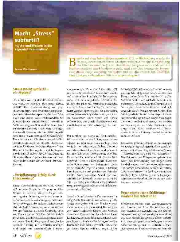 Vorschauseite 1: Macht Streß subfertil?