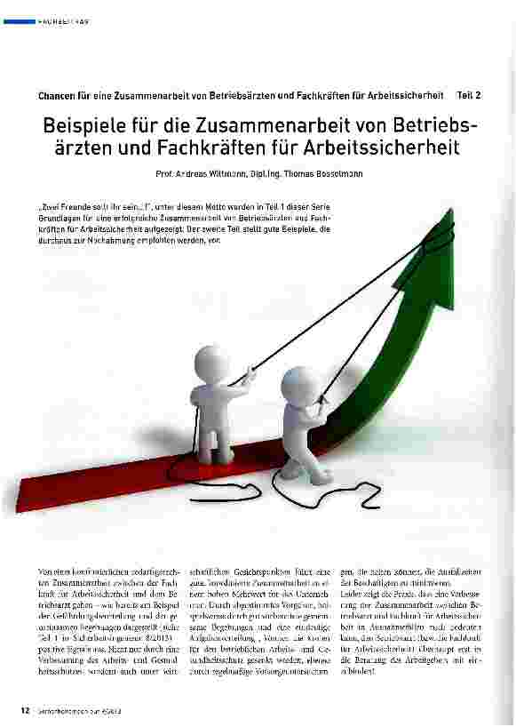 Vorschauseite 1: Beispiele für die Zusammenarbeit von Betriebsärzten und Fachkräften für Arbeitssicherheit