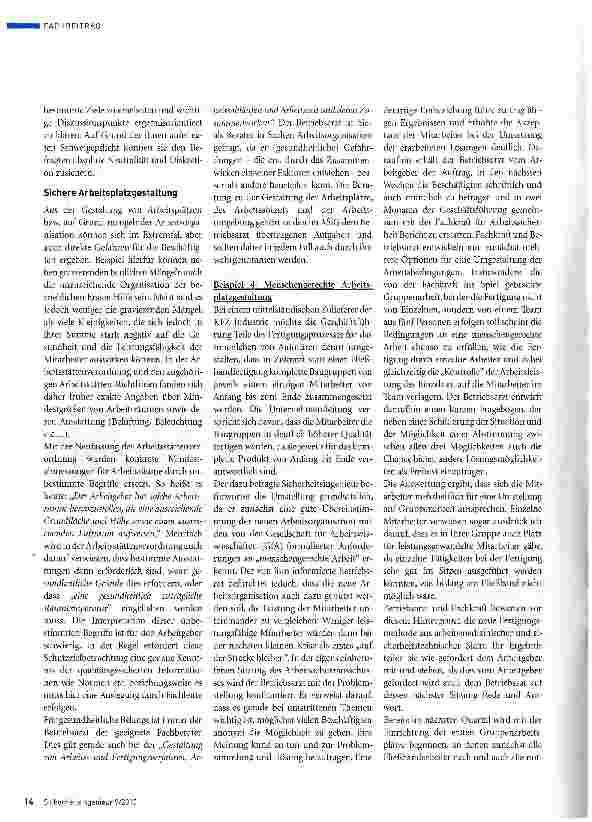 Vorschauseite 3: Beispiele für die Zusammenarbeit von Betriebsärzten und Fachkräften für Arbeitssicherheit