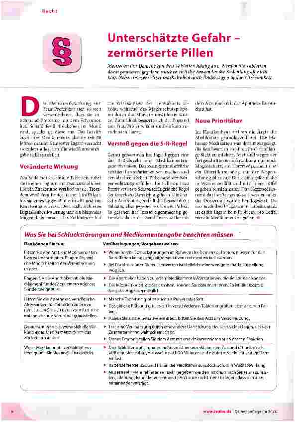 Vorschauseite 1: Unterschätzte Gefahr -zermörserte Pillen