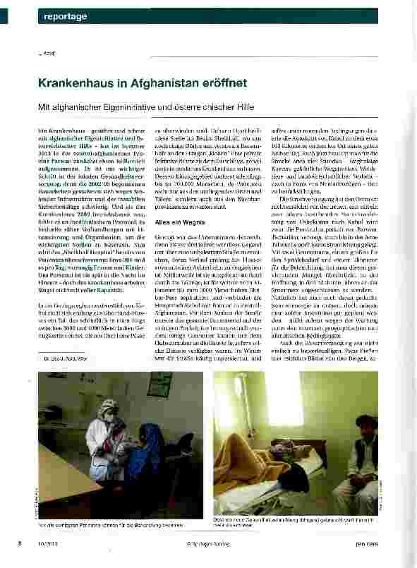 Vorschauseite 1: Krankenhaus in Afghanistan eröffnet