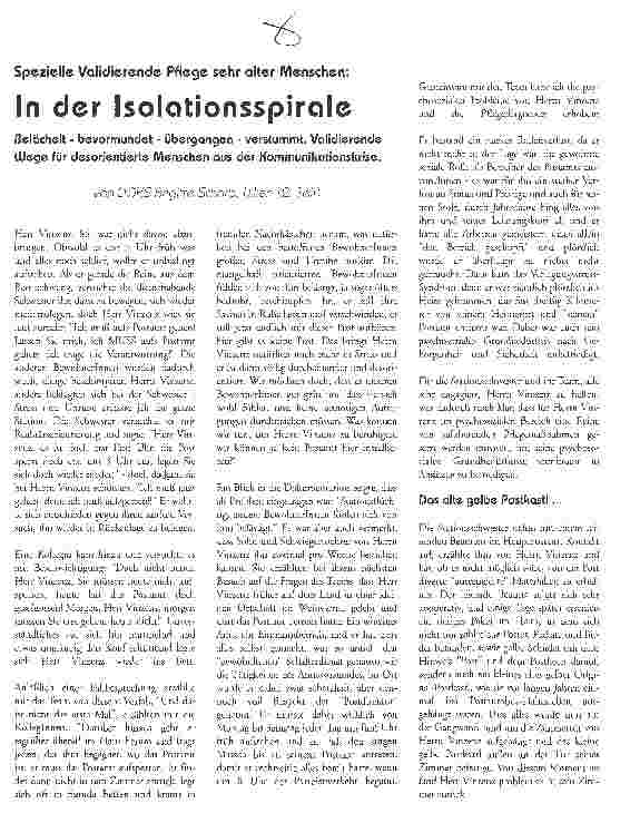 Vorschauseite 1: In der Isolationsspirale Spezielle validierende Pflege sehr alter Menschen, Tiel 2