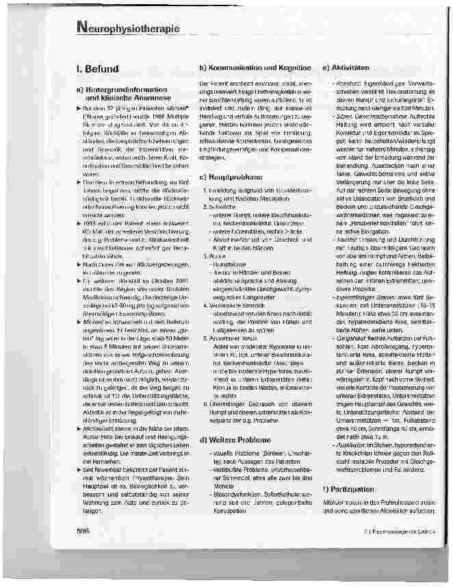 Vorschauseite 2: Evidenzbasierte Neurophysiotherapie - Befund, Behandlungsplan und klinisch-experimentelle Evidenzbasierung des zweiwöchigen Behandlungsabschnittes eines Multiple Sklerose Patienten