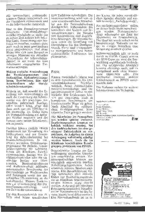 Vorschauseite 5: Konzeption und Entwicklung eines PersonalinfoSystems Praxistip Fallbeispiel: UniKlinik Frankfurt