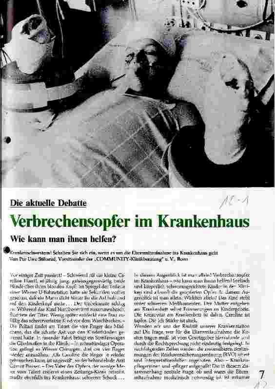 Vorschauseite 1: Verbrechensopfer im Krankenhaus - Wie kann man ihnen helfen? Die aktuelle Debatte