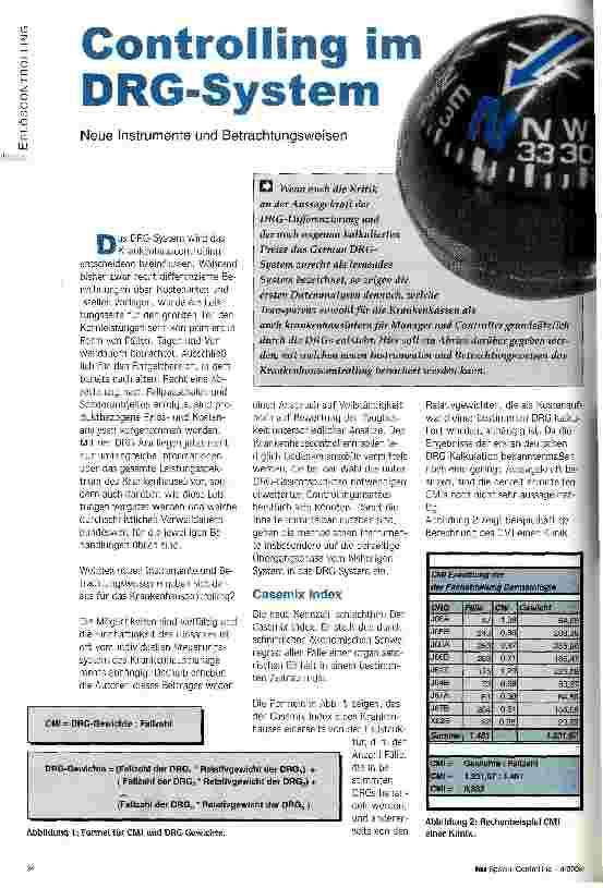 Vorschauseite 1: Controlling im DRG-System Neue Instrumente und Betrachtungsweisen