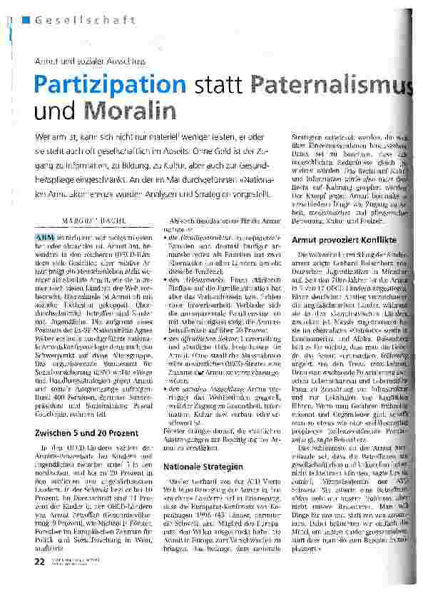 Vorschauseite 1: Partizipation statt Paternalismus und Moralin
