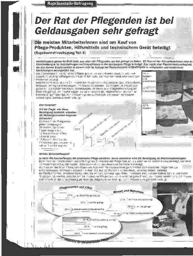 Vorschauseite 1: Der Rat der Pflegenden ist bei Geldausgaben sehr gefragt Die meisten Mitarbeiterinnen sind am Kauf von Pflege-Produkten beteiligt