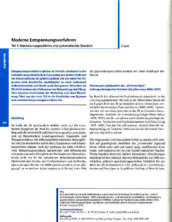 Vorschauseite 1: Moderne Entspannungsverfahren Teil 1: Entstehungsgeschichte und systematischer Standort