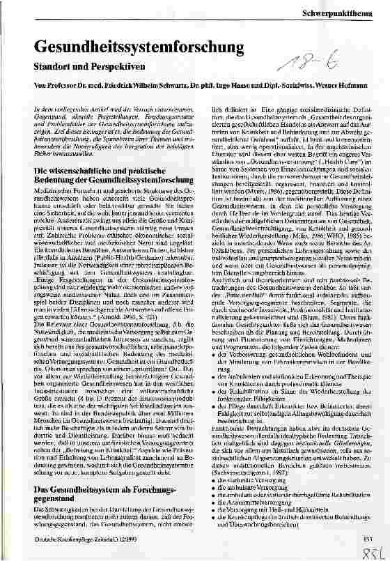 Vorschauseite 1: Gesundheitssystemforschung (G) Standort und Perspektiven
